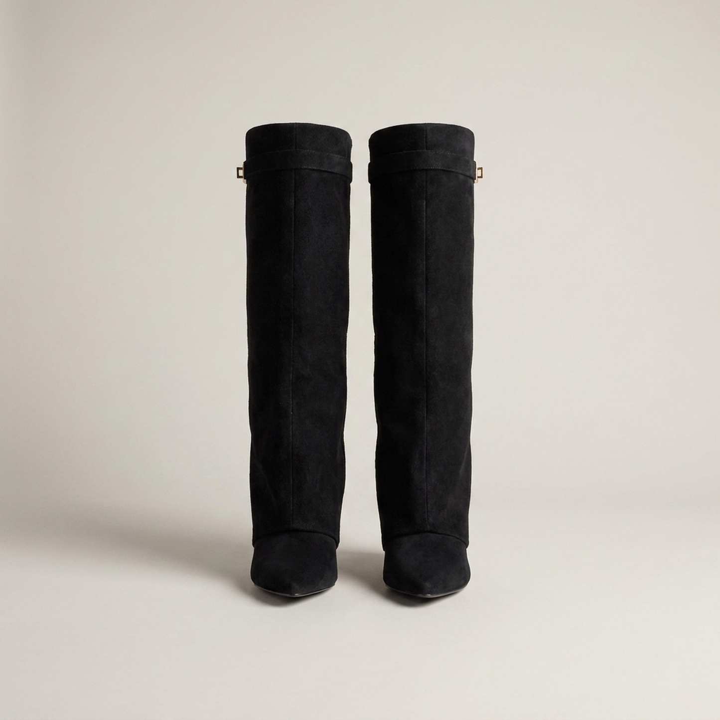 PLUXSTYLE::numise::gold-trim-knee-high-boots::pack-black