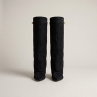 PLUXSTYLE::numise::gold-trim-knee-high-boots::pack-black