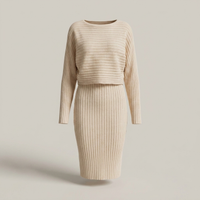PLUXSTYLE::numise::two-piece-sweater-dress-set::pack-beige