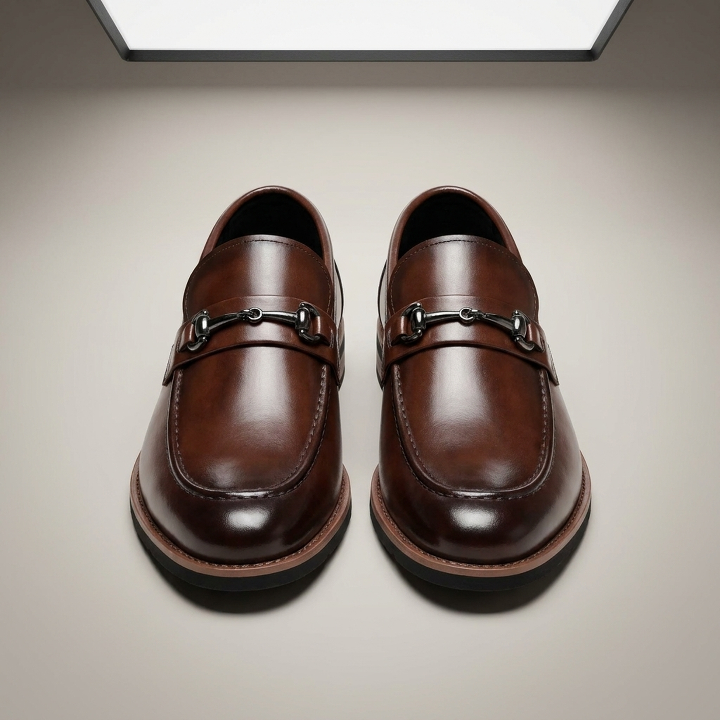 PLUXSTYLE::numise::mens-polished-dress-loafers::pack-dark-brown