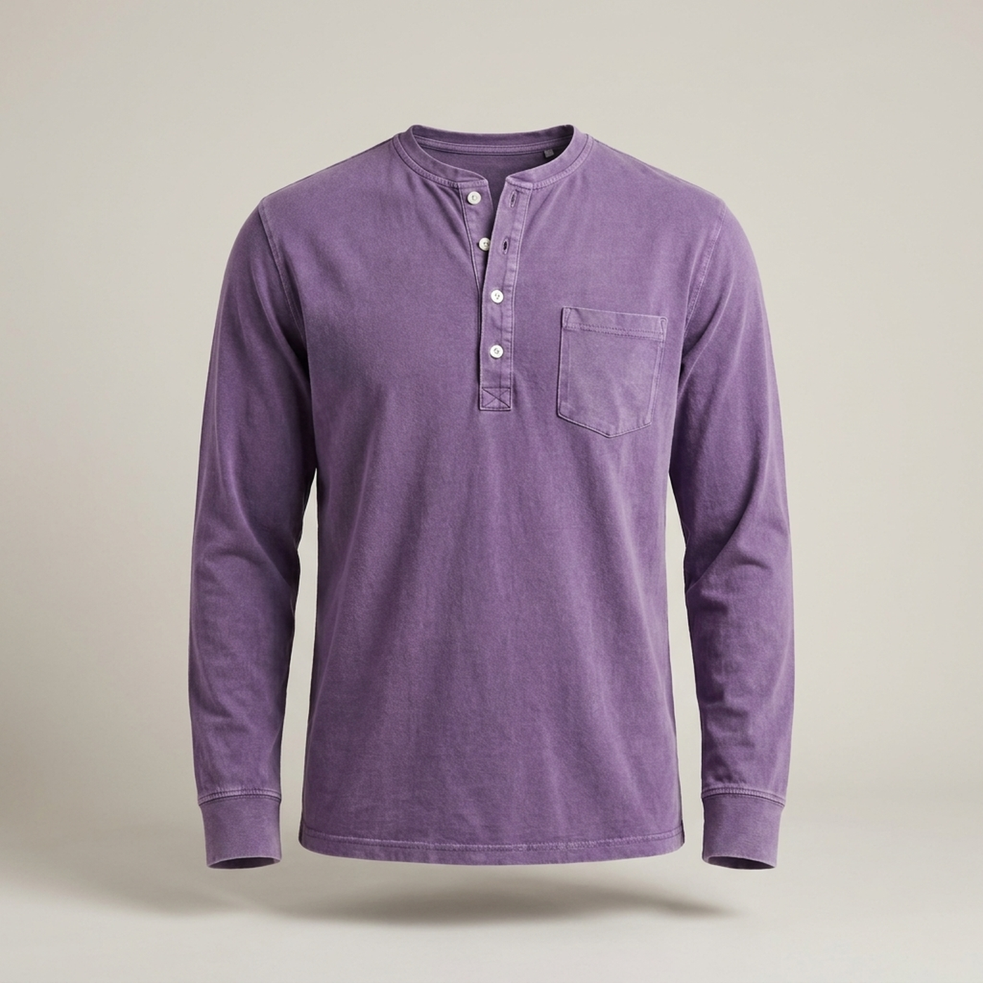 PLUXSTYLE::numise::mens-vintage-wash-henley-top::pack-purple