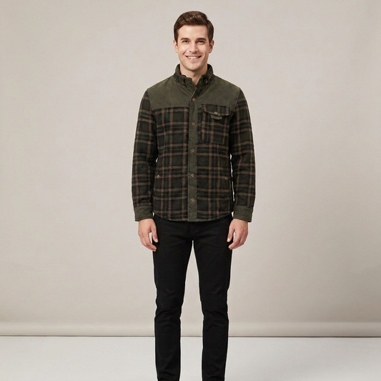 PLUXSTYLE::numise::mens-regular-fit-plaid-shacket::front