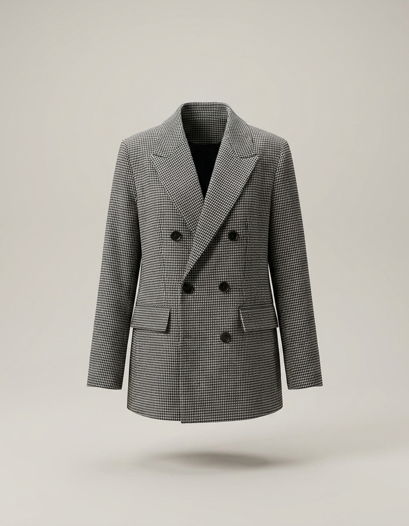 PLUXSTYLE::numise::houndstooth-button-parka::pack-black