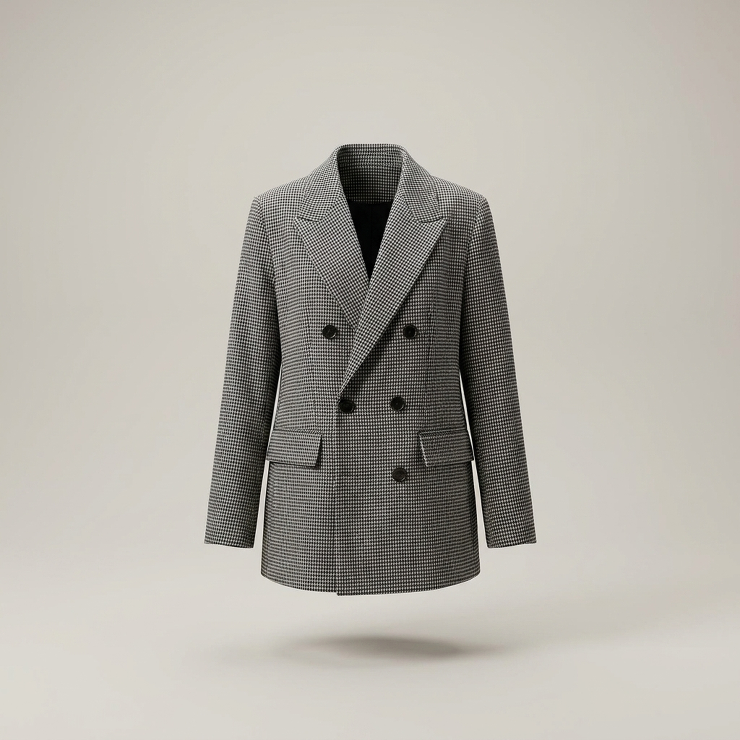PLUXSTYLE::numise::houndstooth-button-parka::pack-black