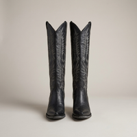 PLUXSTYLE::numise::embroidered-western-knee-high-boots::pack-black