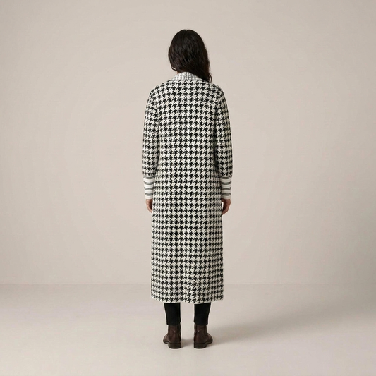 PLUXSTYLE::numise::womens-houndstooth-cardigan::back