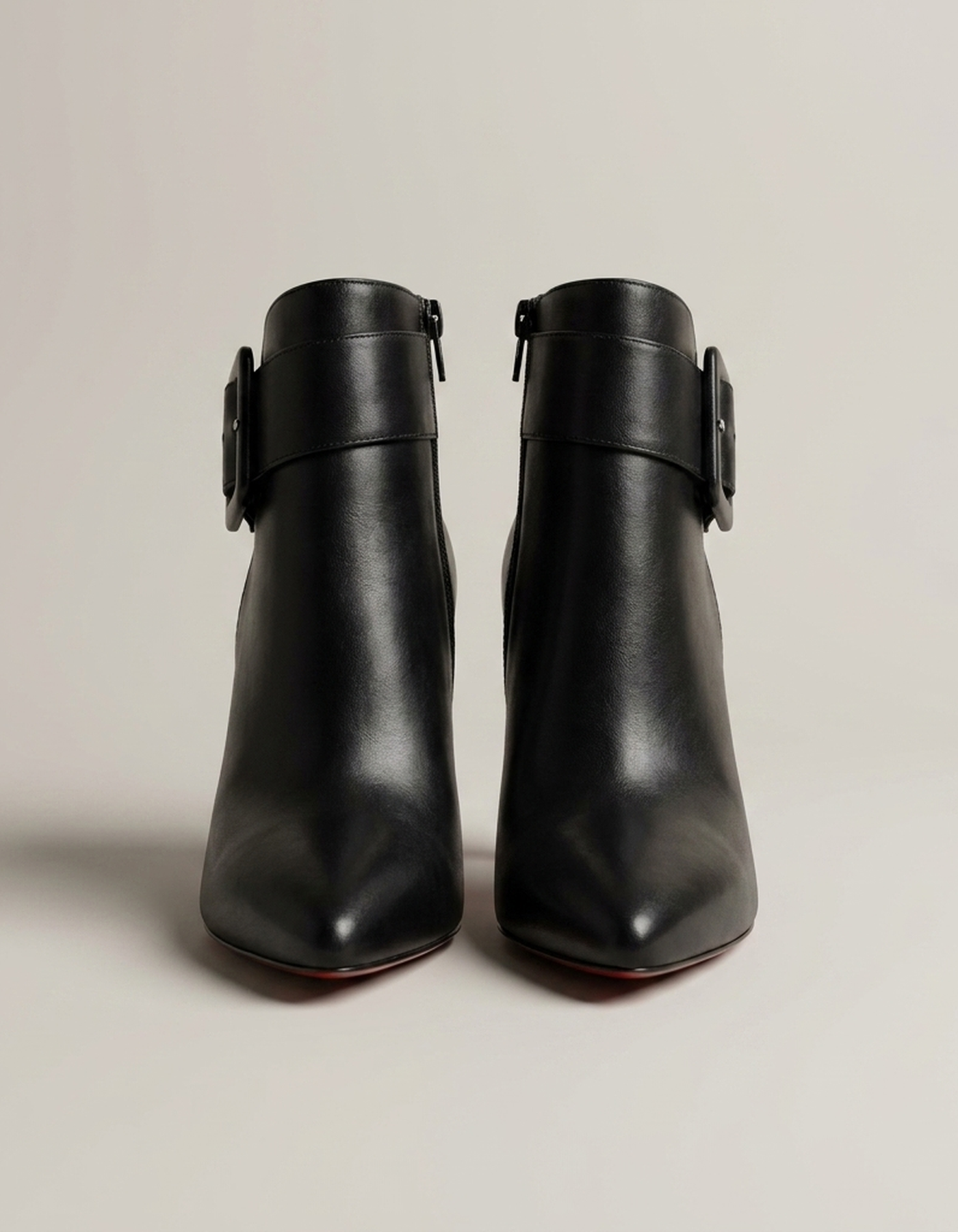 PLUXSTYLE::numise::buckle-side-zip-ankle-boots::pack-black