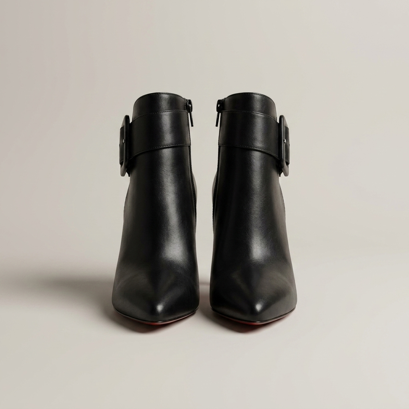 PLUXSTYLE::numise::buckle-side-zip-ankle-boots::pack-black