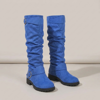 PLUXSTYLE::numise::slouchy-buckle-knee-high-boots::pack-blue