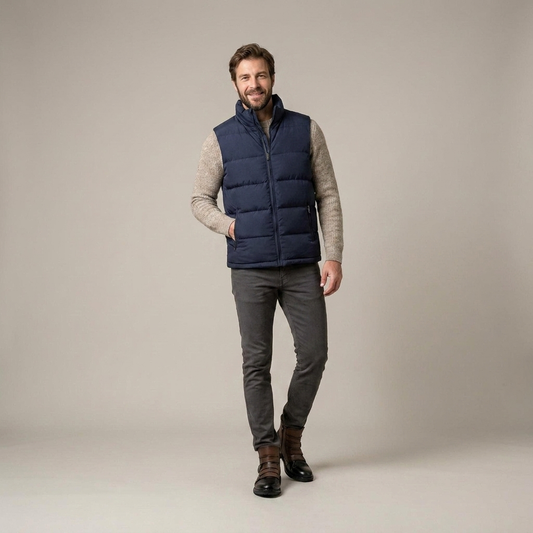 PLUXSTYLE::numise::mens-warm-sleeveless-puffer-vest::front