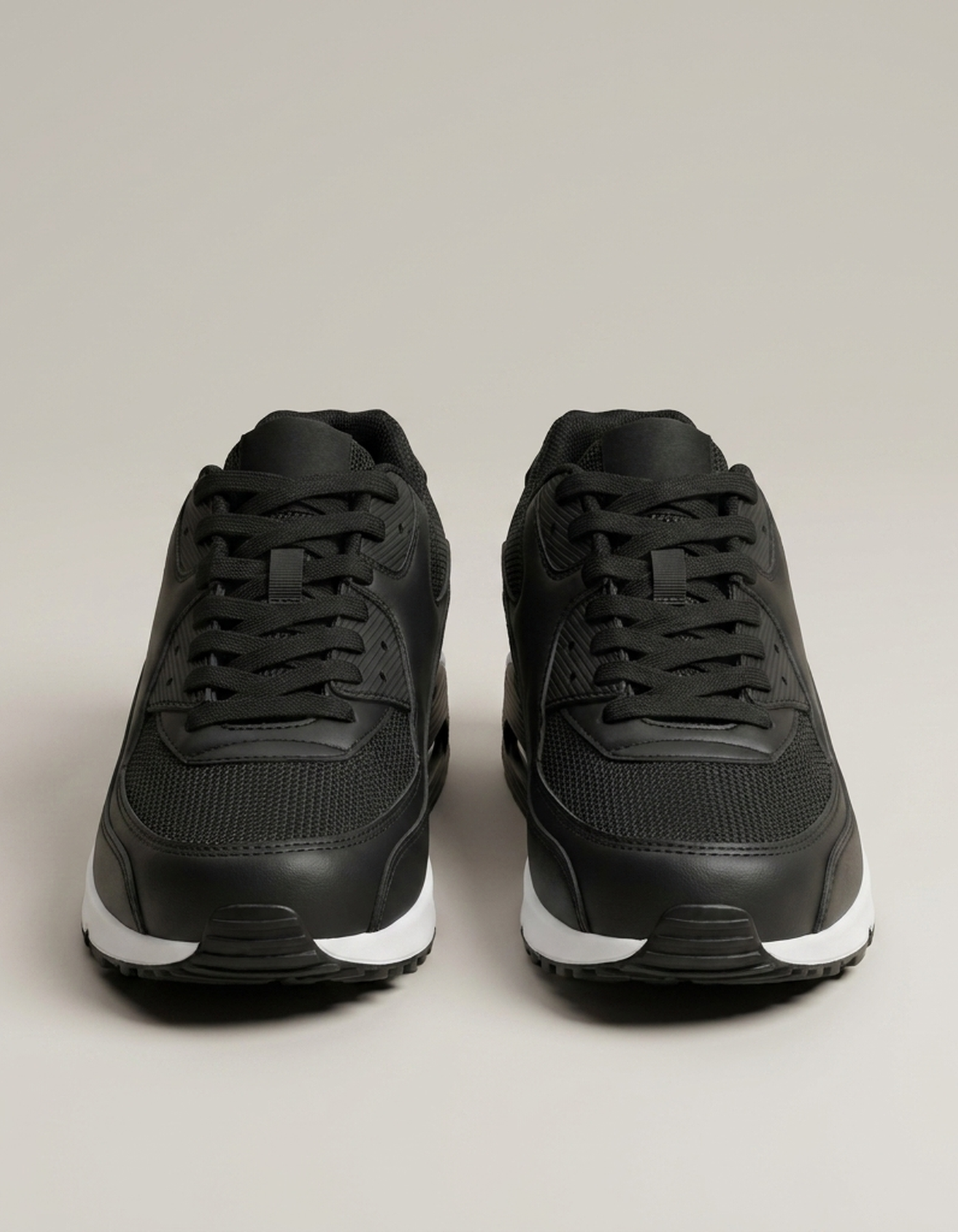 PLUXSTYLE::numise::mens-air-cushioned-walking-shoes::pack-black-and-white