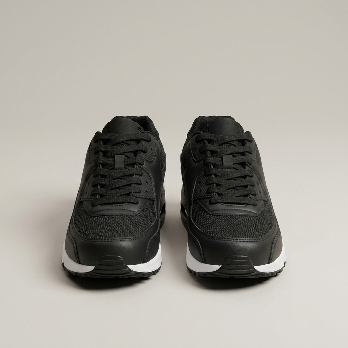 PLUXSTYLE::numise::mens-air-cushioned-walking-shoes::pack-black-and-white