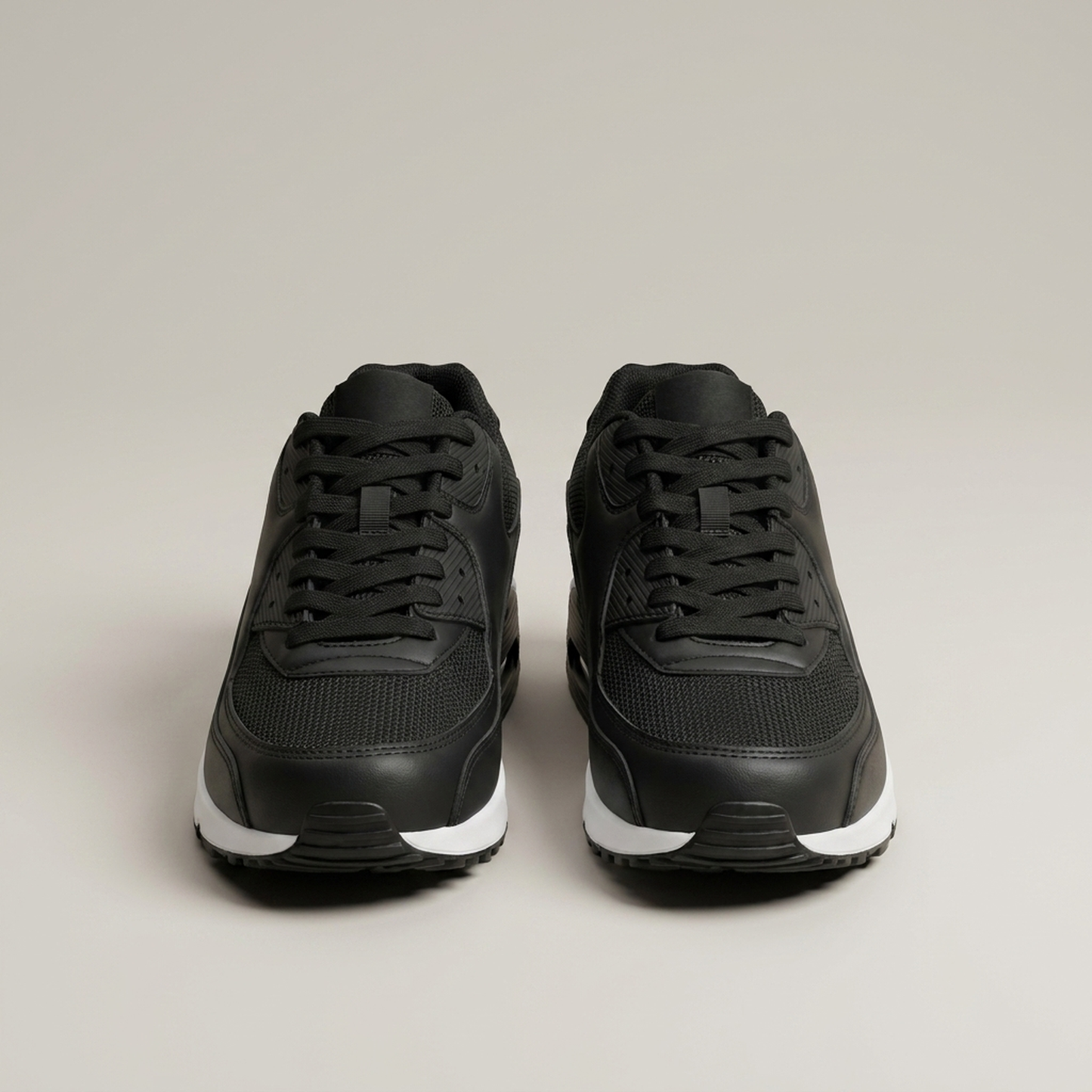 PLUXSTYLE::numise::mens-air-cushioned-walking-shoes::pack-black-and-white