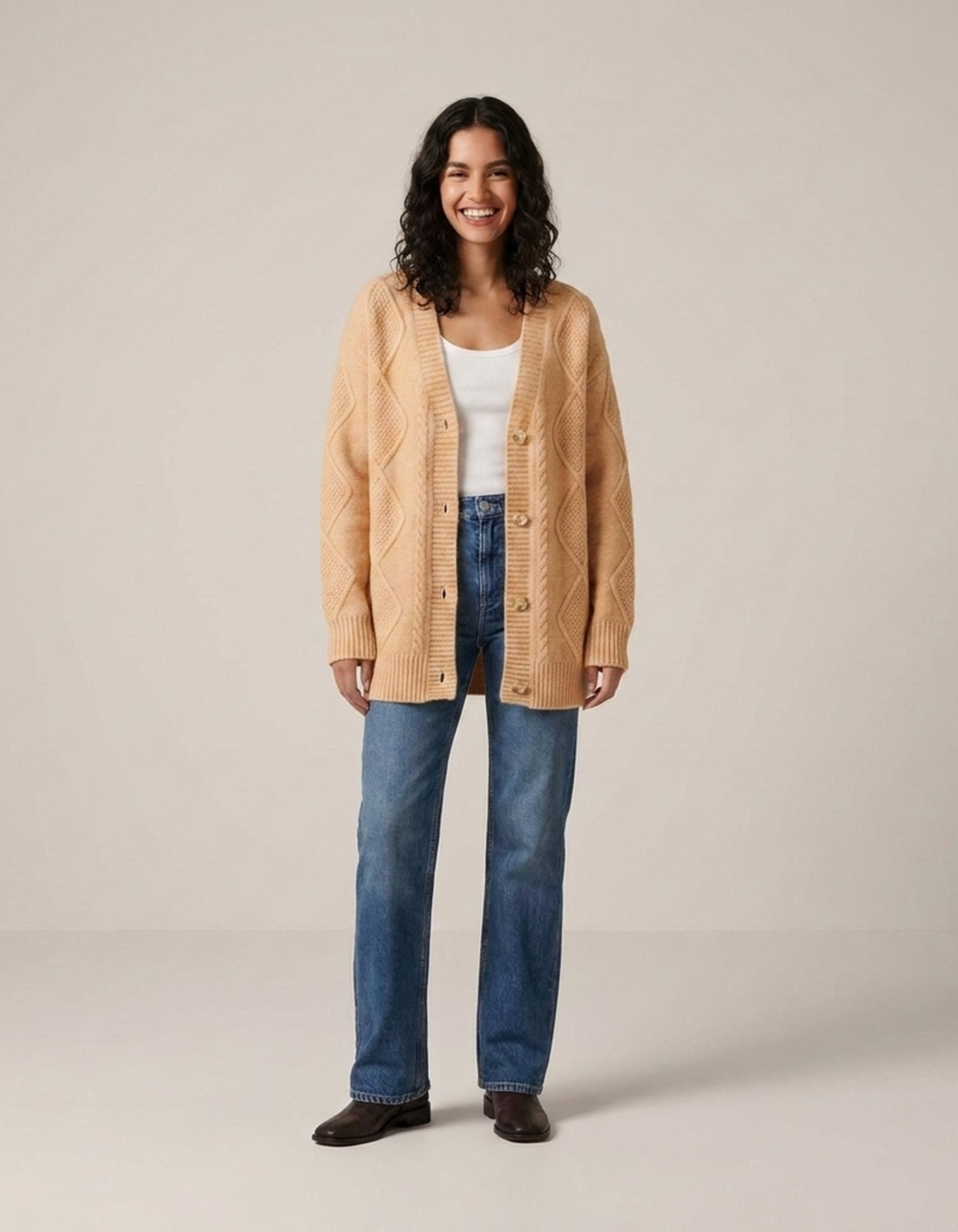 PLUXSTYLE::numise::womens-longline-cardigan::front