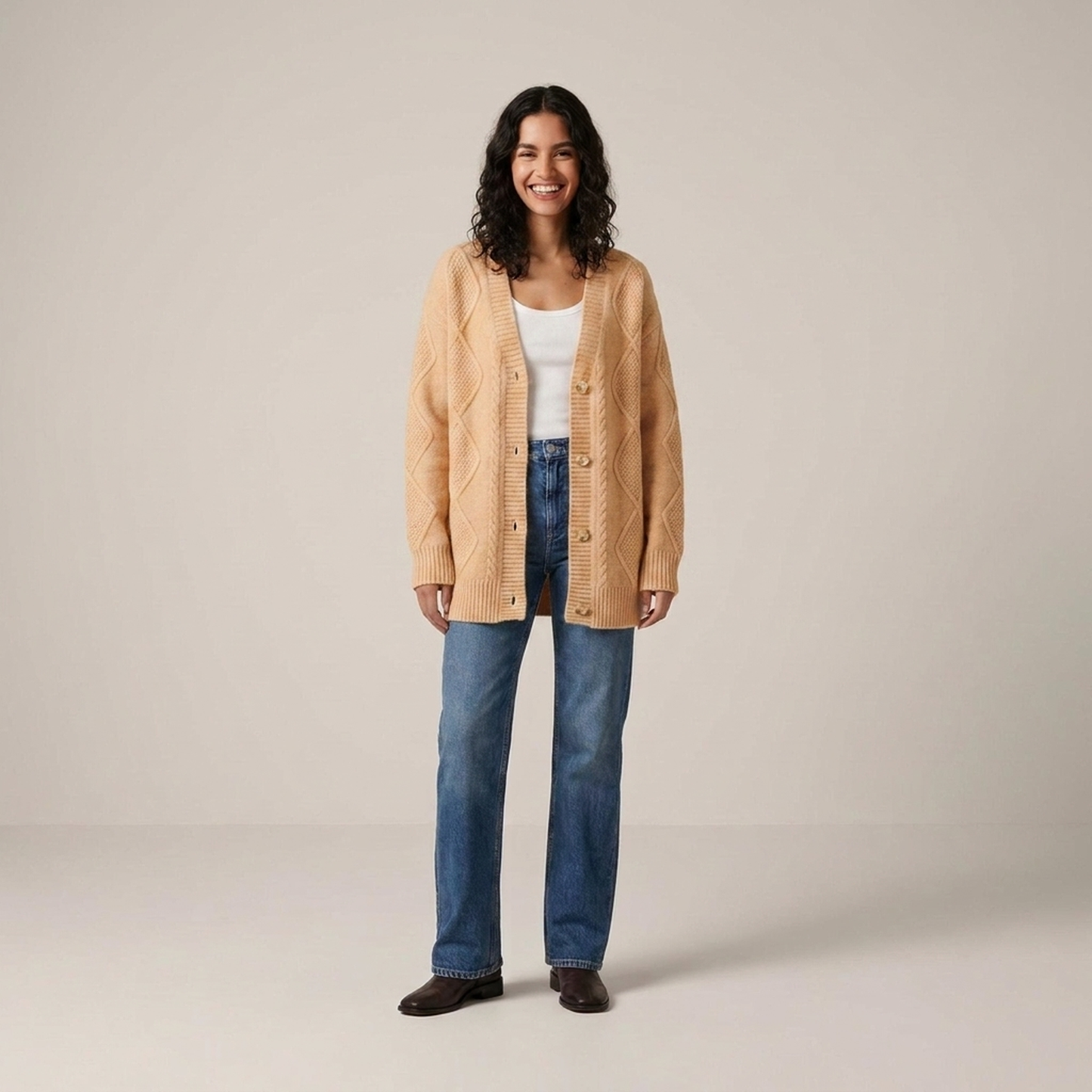 PLUXSTYLE::numise::womens-longline-cardigan::front