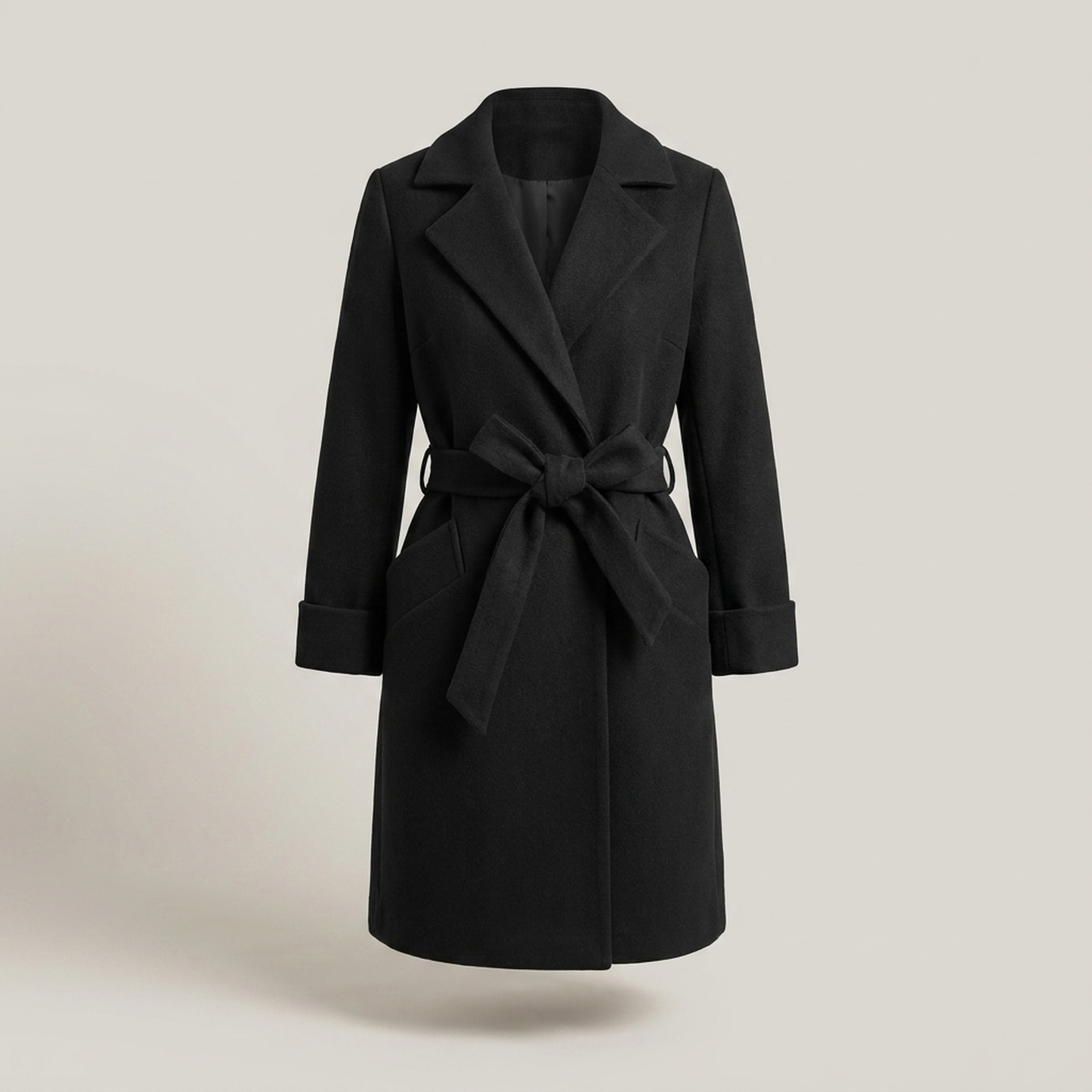 PLUXSTYLE::numise::waist-defining-wrap-parka::pack-black