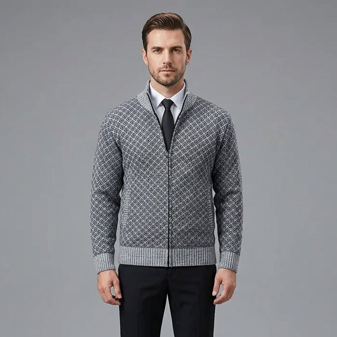 Cardigan pour homme à col montant et fermeture éclair intégrale