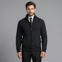 Cardigan pour homme à col montant et fermeture éclair intégrale