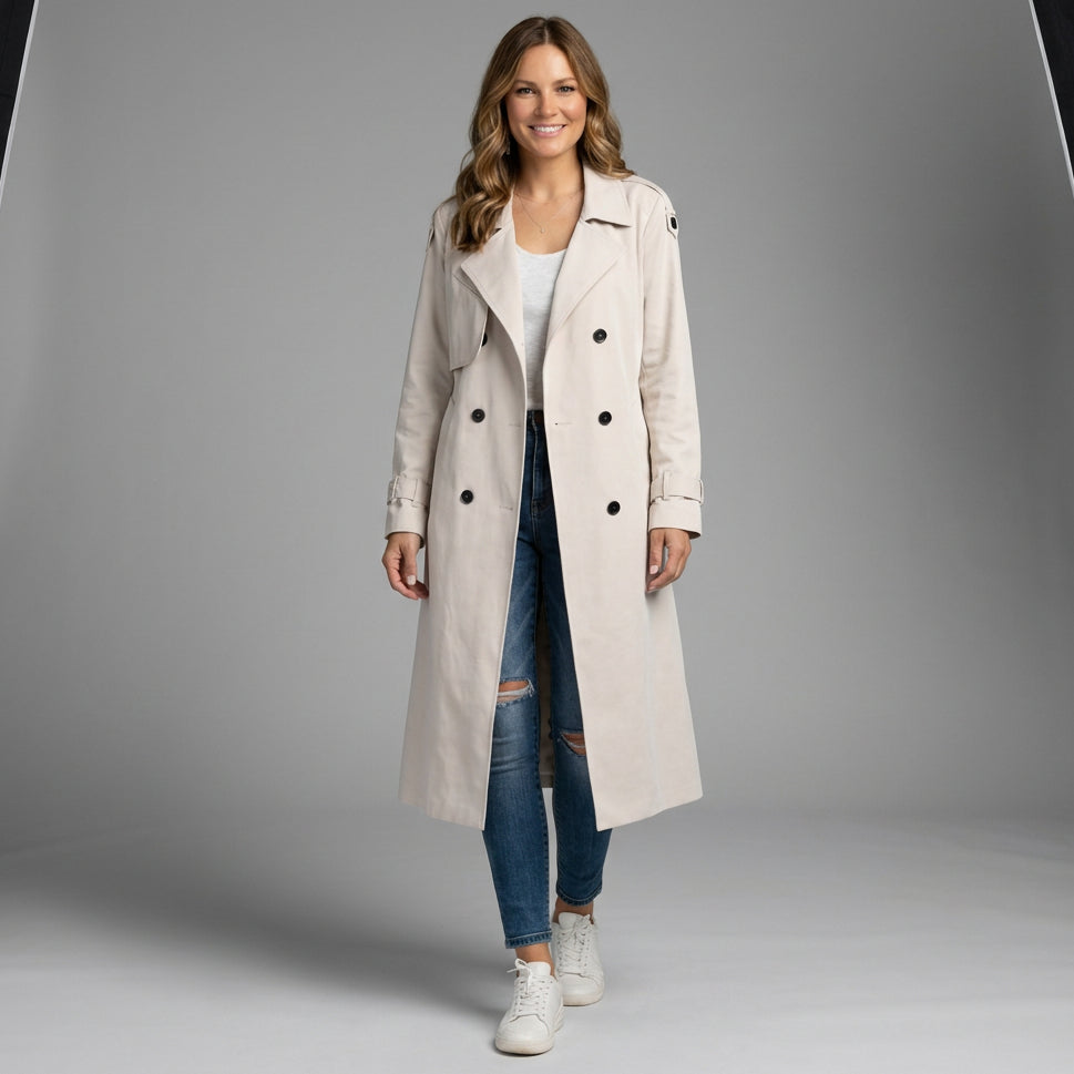 Belted Double-Breasted Trench Coat
