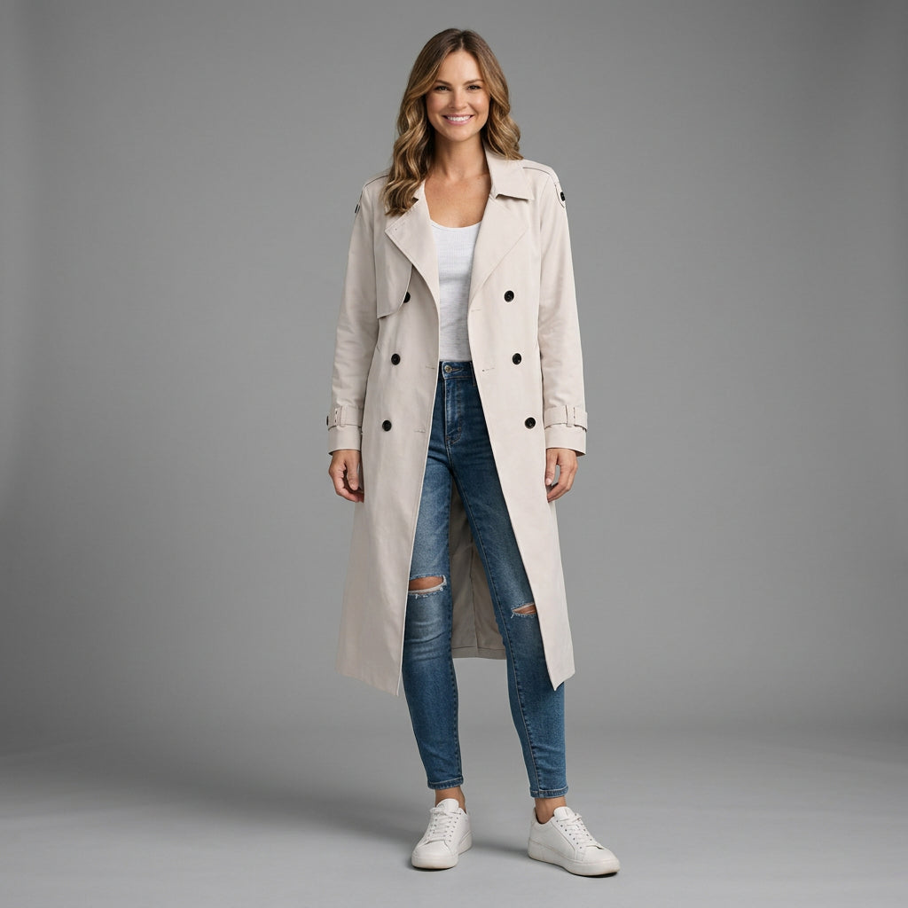 Belted Double-Breasted Trench Coat