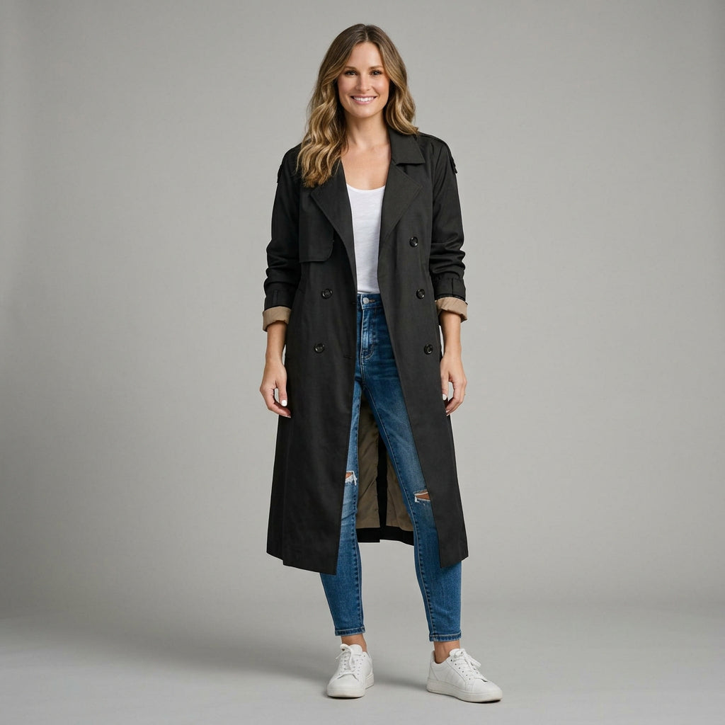 Belted Double-Breasted Trench Coat
