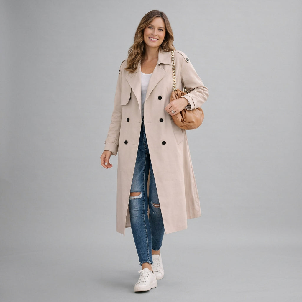 Belted Double-Breasted Trench Coat