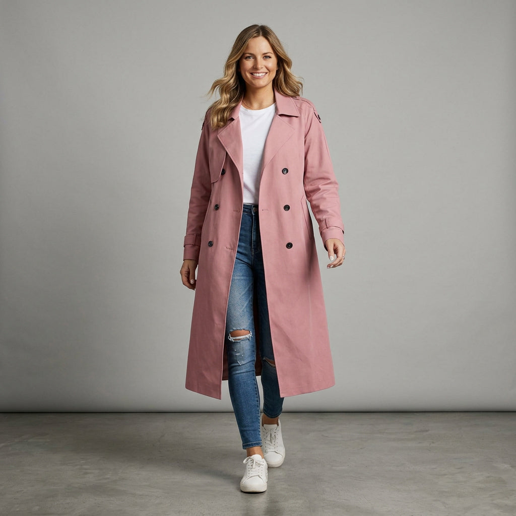 Belted Double-Breasted Trench Coat