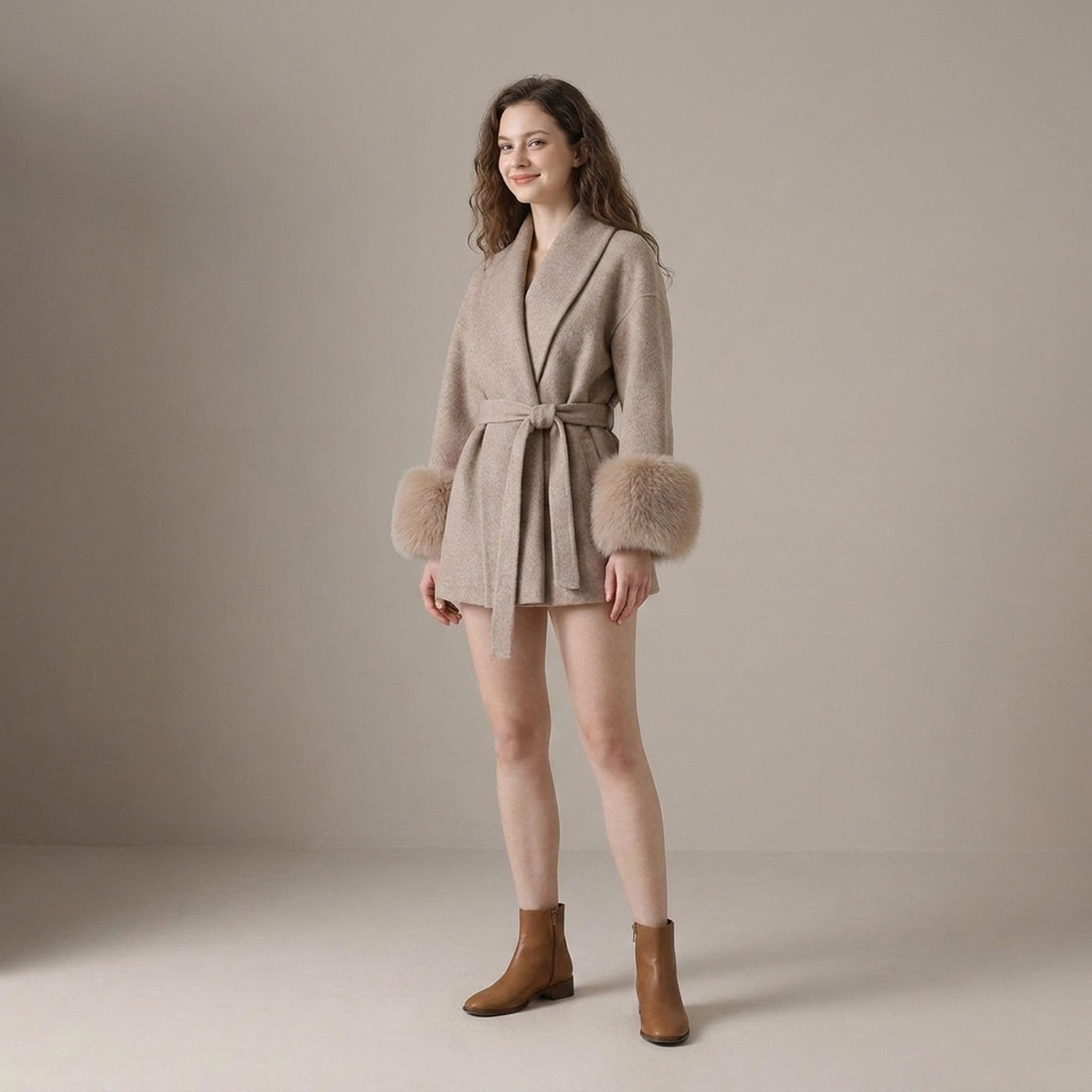 PLUXSTYLE::numise::womens-belted-longline-parka::front