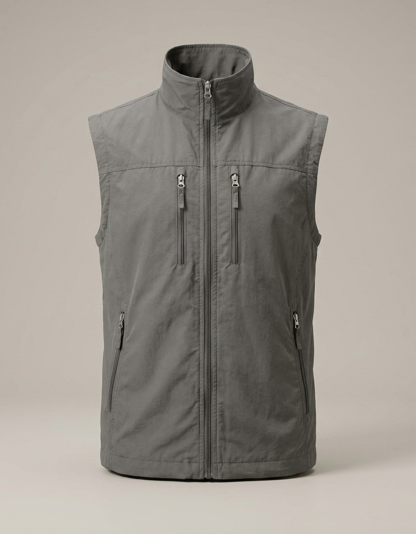 PLUXSTYLE::numise::mens-stand-collar-bodywarmer::pack-grey