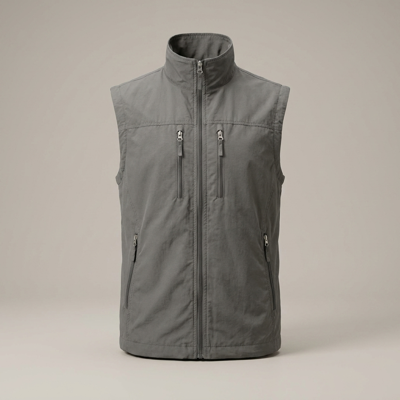 PLUXSTYLE::numise::mens-stand-collar-bodywarmer::pack-grey