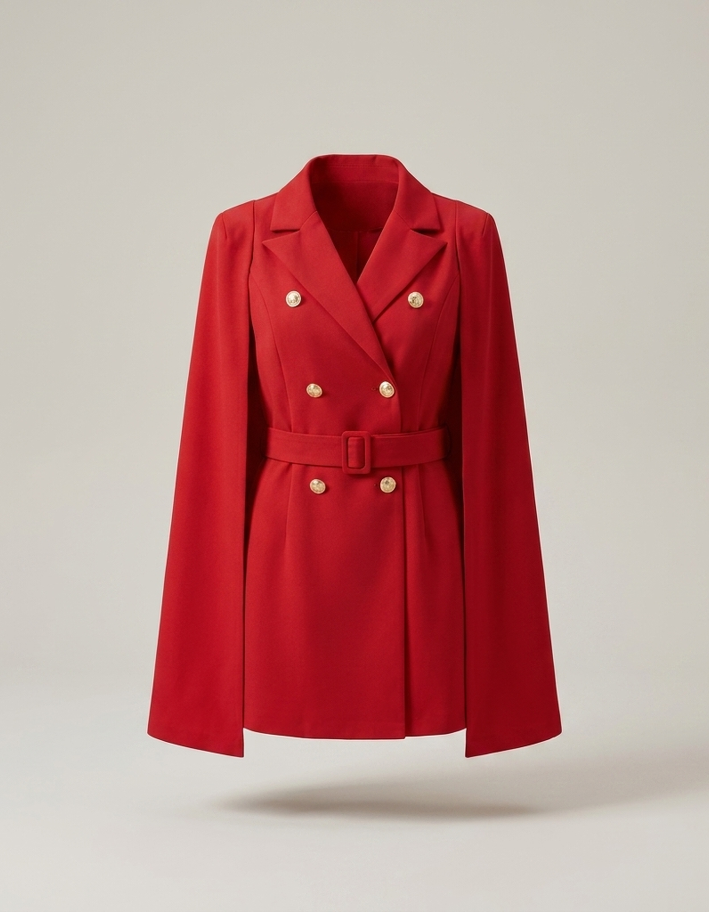 PLUXSTYLE::numise::cape-shoulder-belted-parka::pack-red