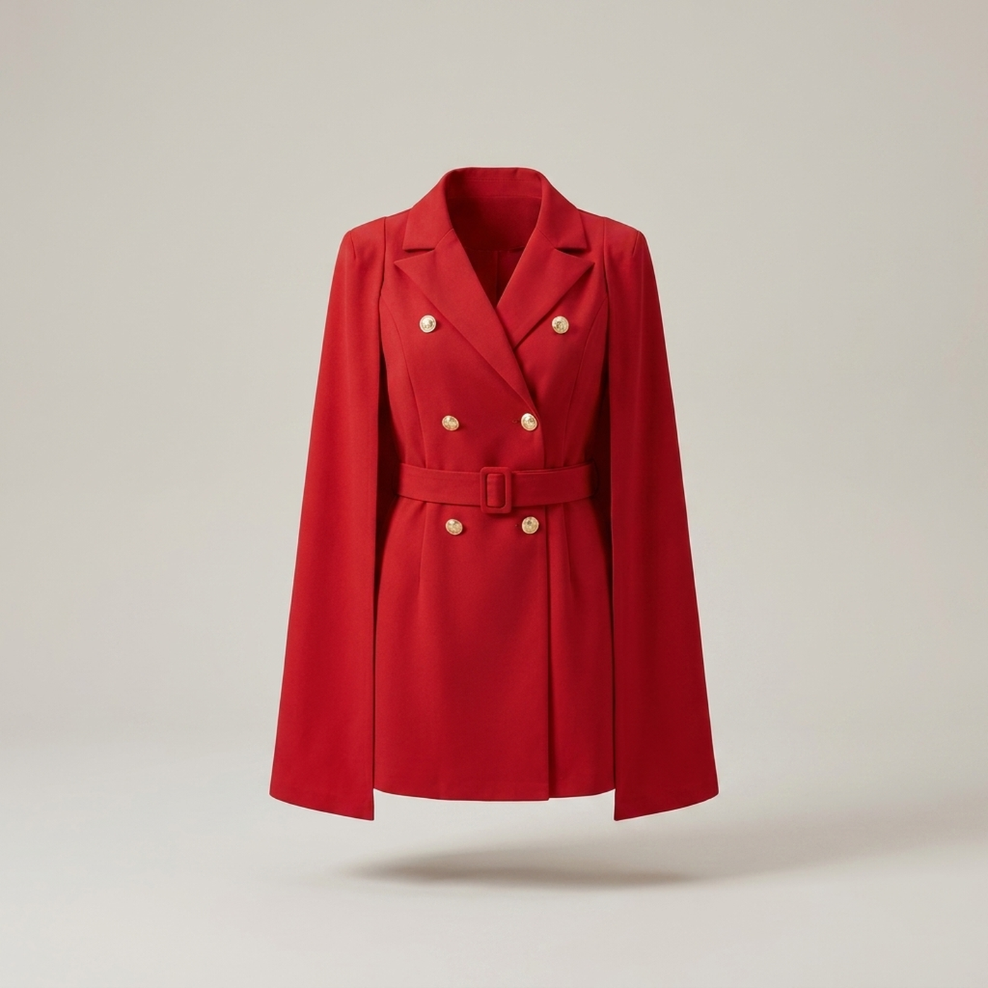 PLUXSTYLE::numise::cape-shoulder-belted-parka::pack-red