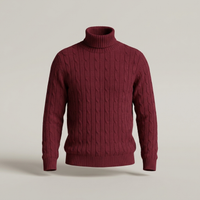 PLUXSTYLE::numise::mens-cable-turtleneck-sweater::pack-red