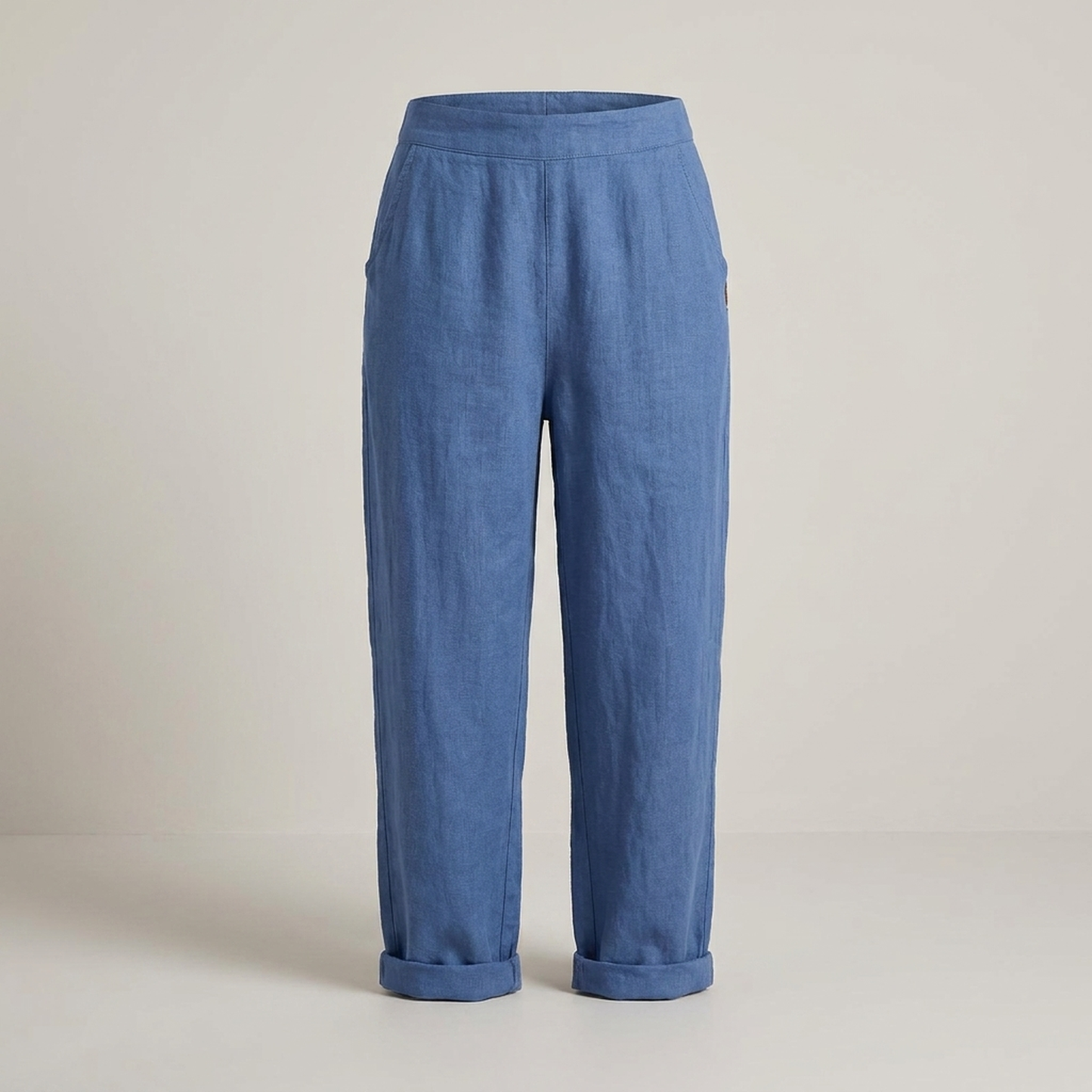 PLUXSTYLE::numise::womens-high-waist-linen-blend-trousers-for-all-day-comfort::pack-blue