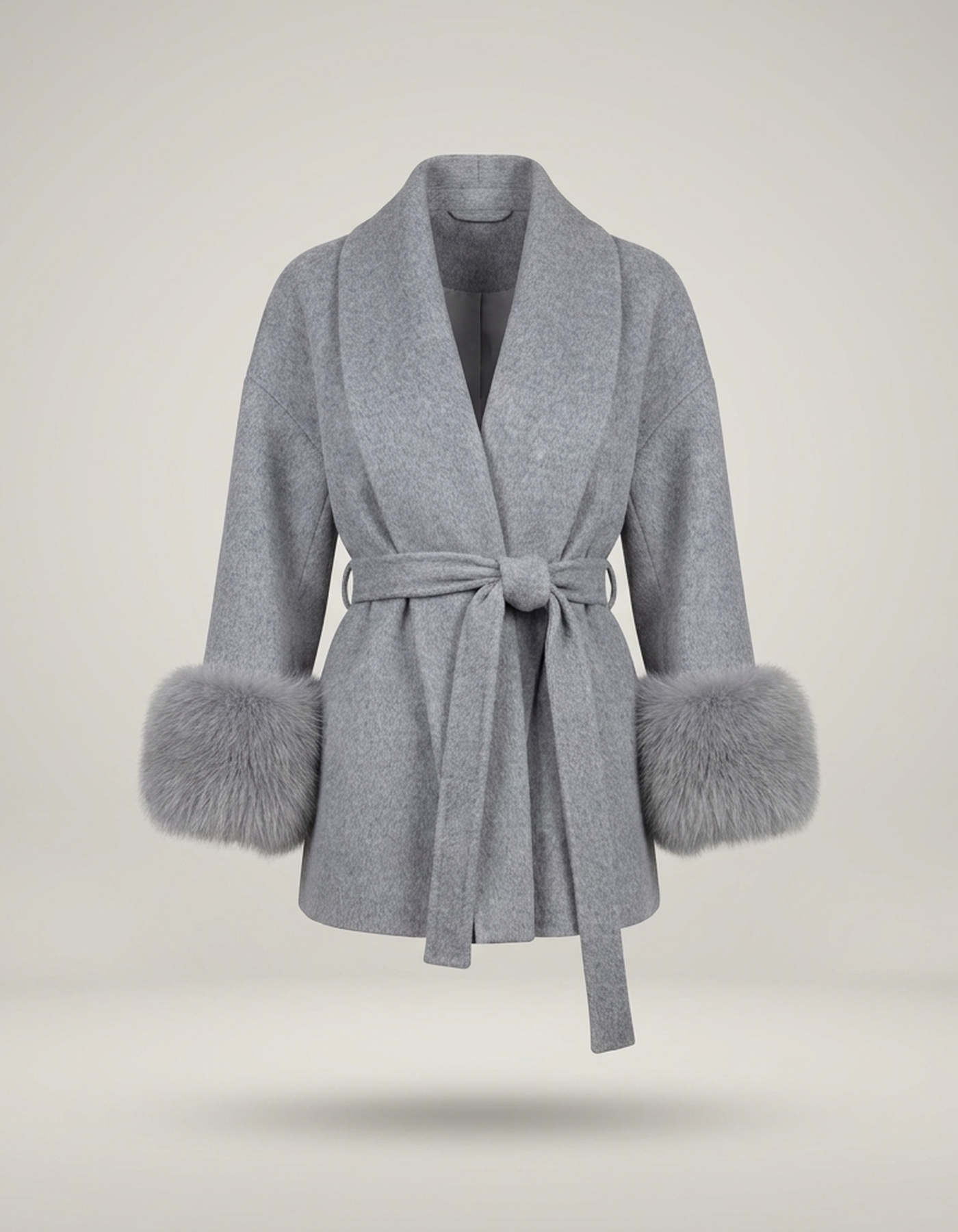 PLUXSTYLE::numise::womens-belted-longline-parka::pack-grey