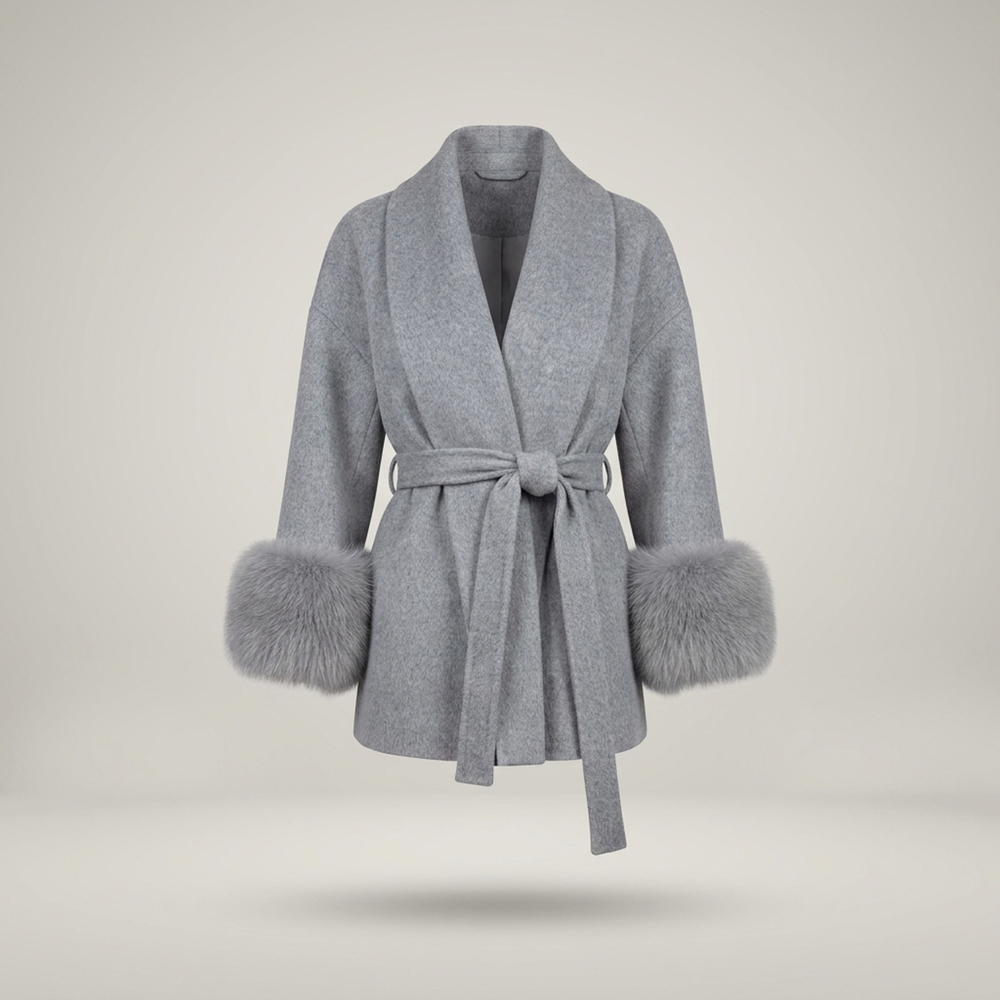 PLUXSTYLE::numise::womens-belted-longline-parka::pack-grey