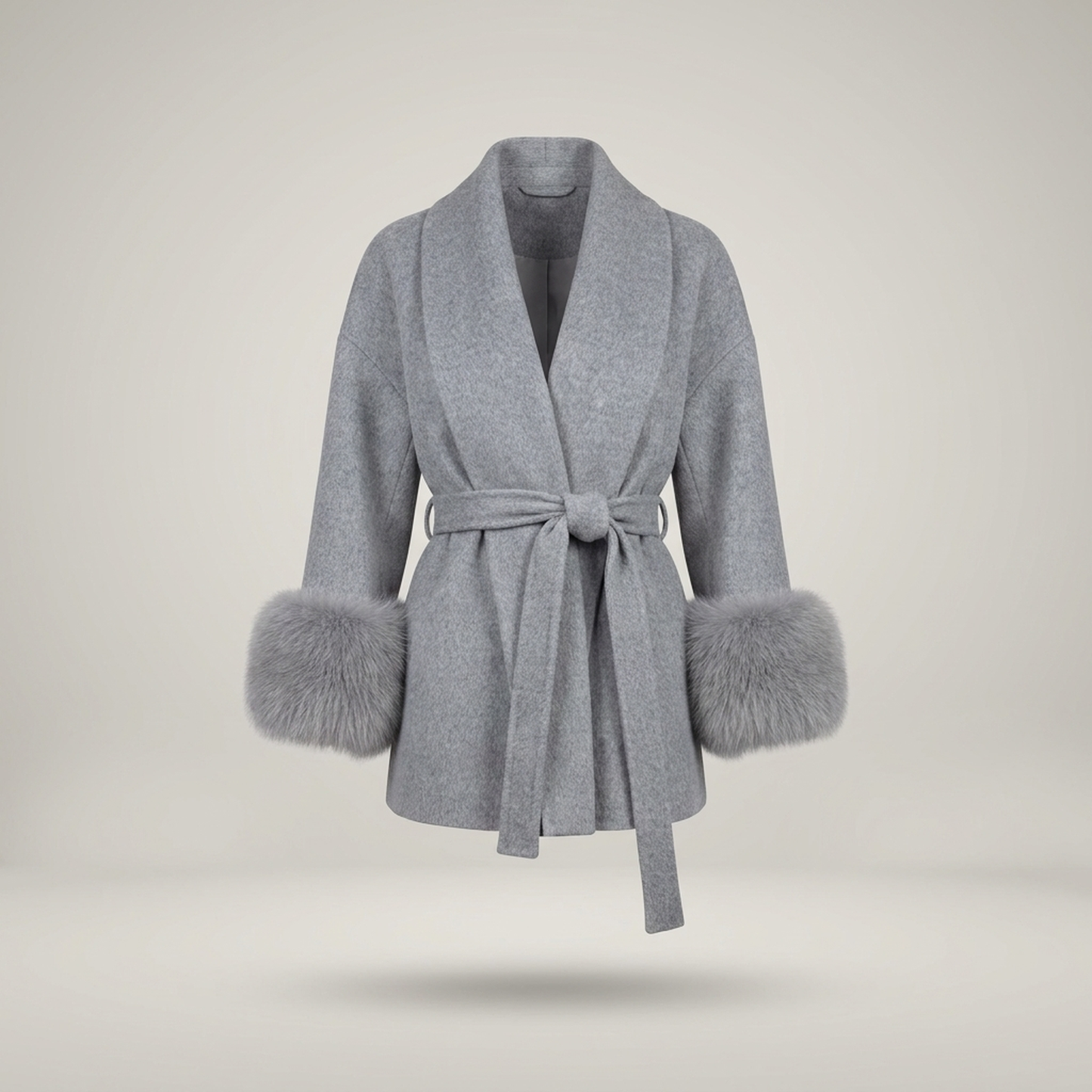 PLUXSTYLE::numise::womens-belted-longline-parka::pack-grey