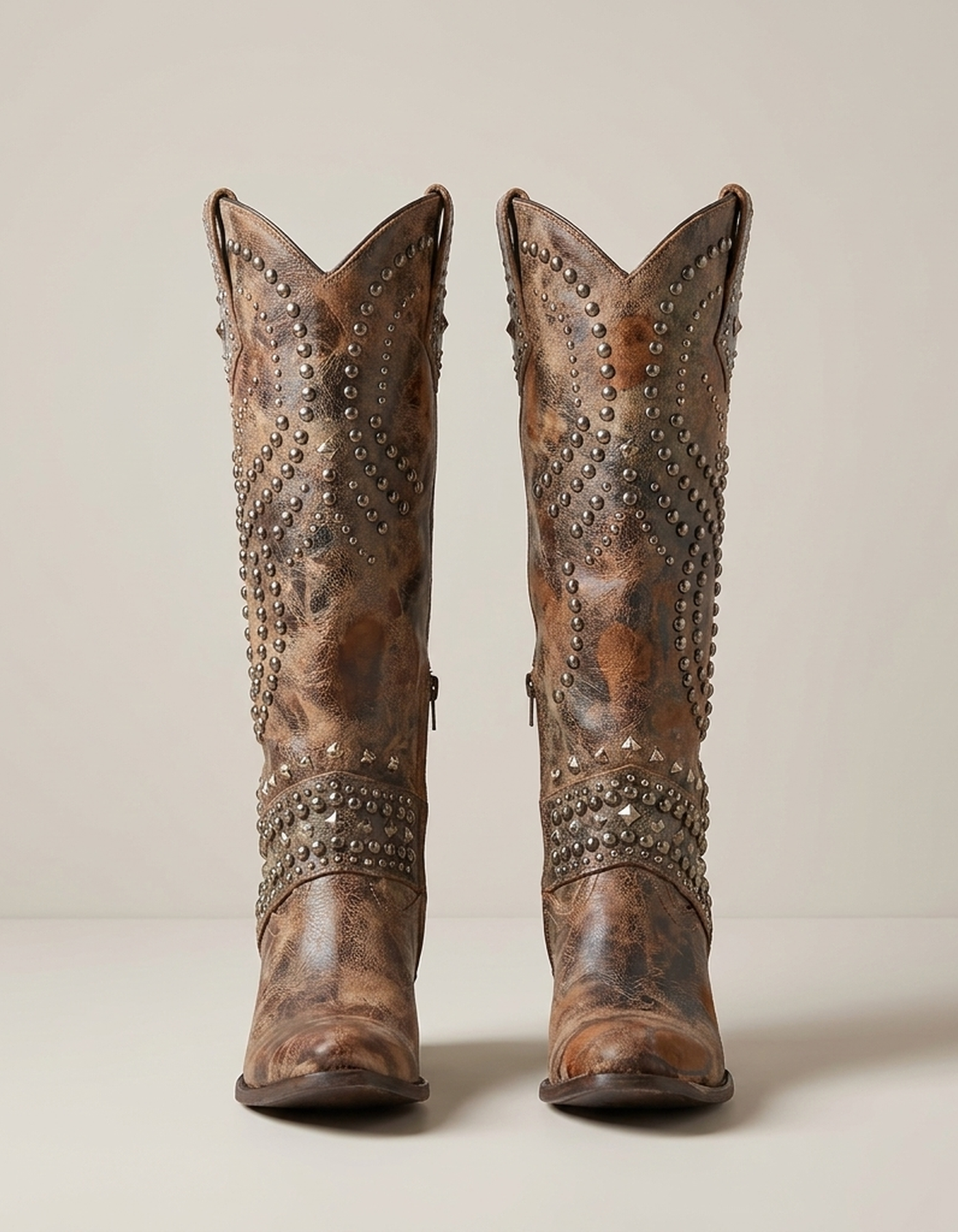 PLUXSTYLE::numise::amelia-studded-western-boots::pack-brown