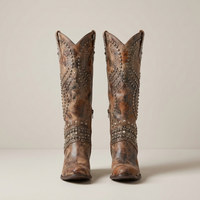 PLUXSTYLE::numise::amelia-studded-western-boots::pack-brown