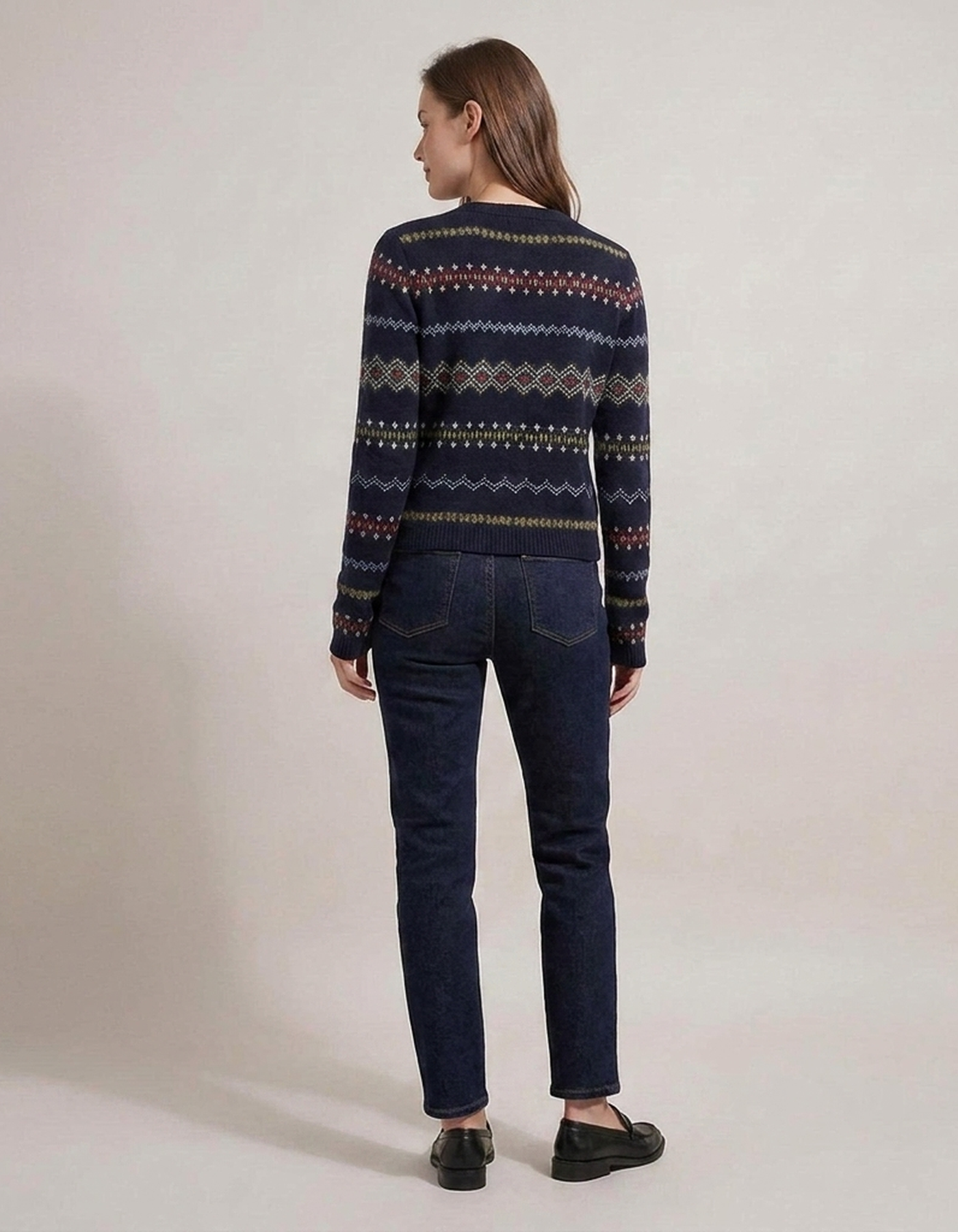 PLUXSTYLE::numise::alice-indigo-fair-isle-cardigan::back