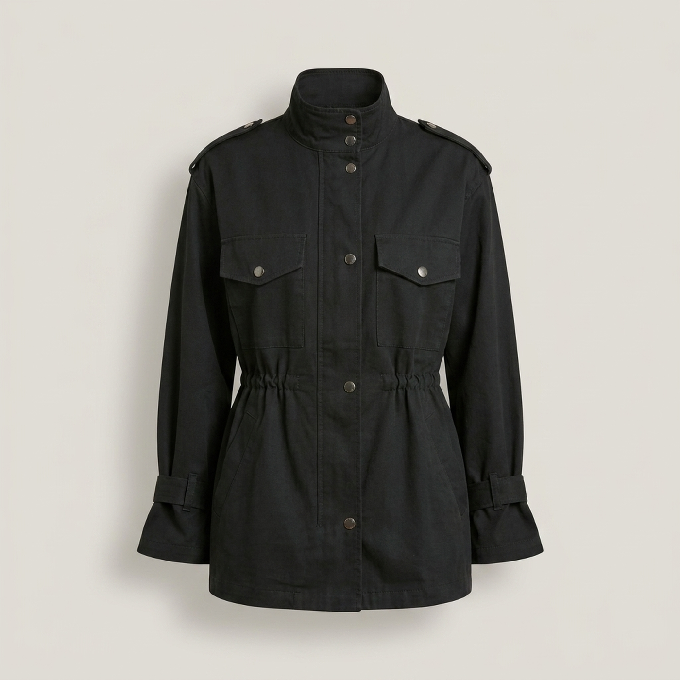PLUXSTYLE::numise::belted-utility-parka::pack-black