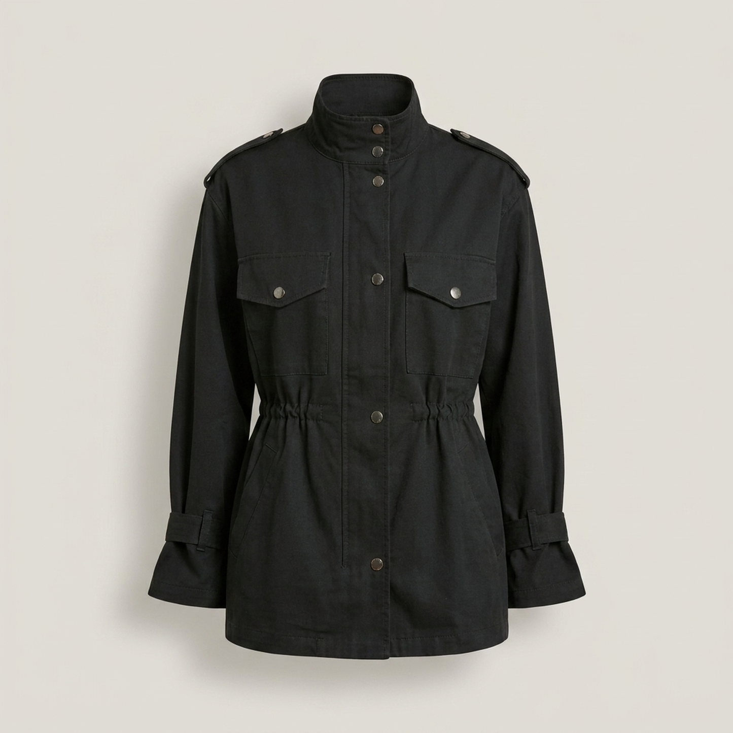 PLUXSTYLE::numise::belted-utility-parka::pack-black