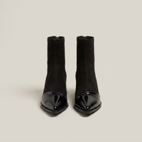 PLUXSTYLE::numise::gloss-detail-block-heel-ankle-boots::pack-black