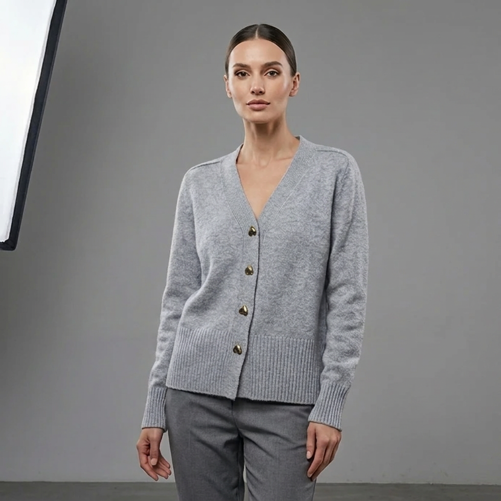 Women's V-Neck Button Cardigan