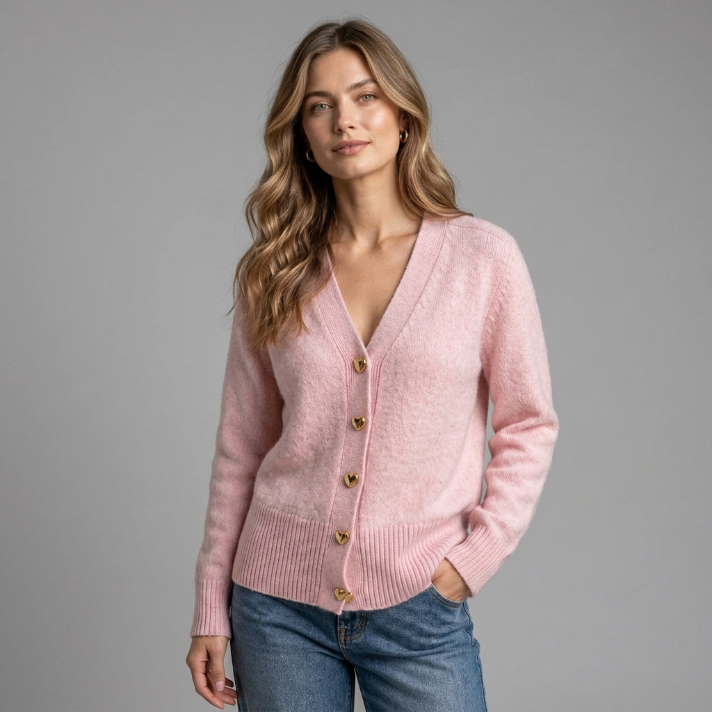 Women's V-Neck Button Cardigan