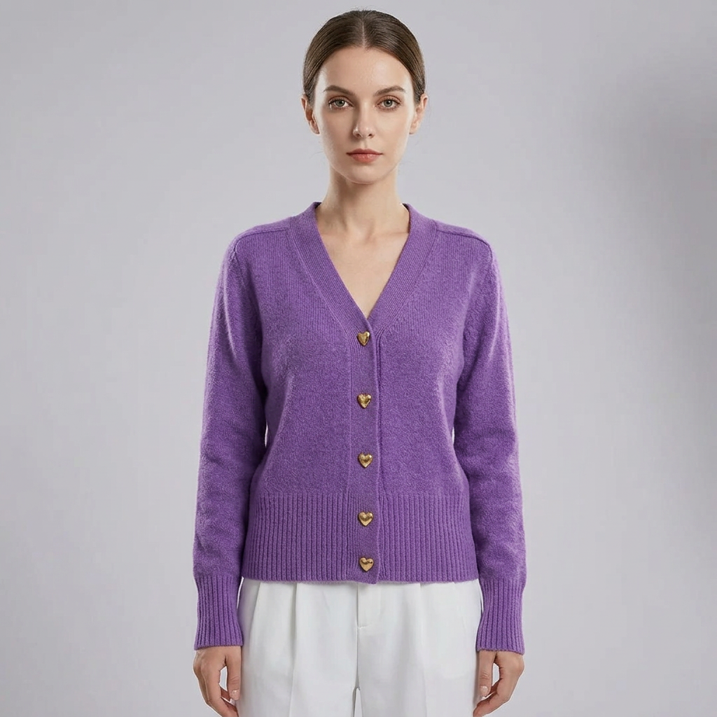 Women's V-Neck Button Cardigan