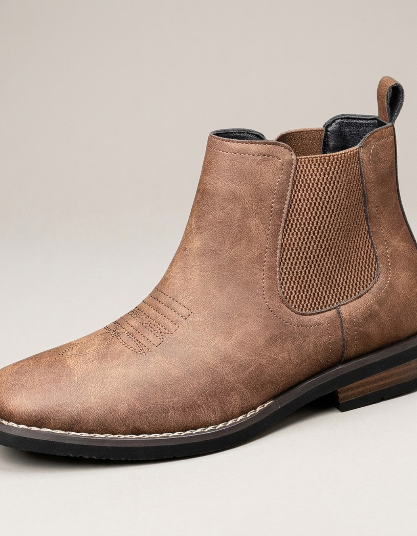 PLUXSTYLE::numise::mens-square-toe-chelsea-boots::closeup-hero