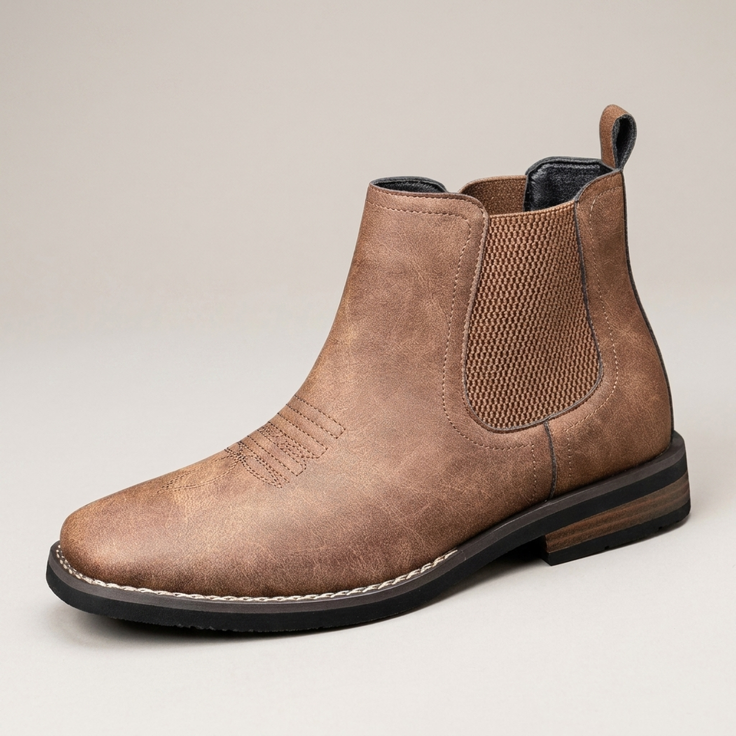 PLUXSTYLE::numise::mens-square-toe-chelsea-boots::closeup-hero