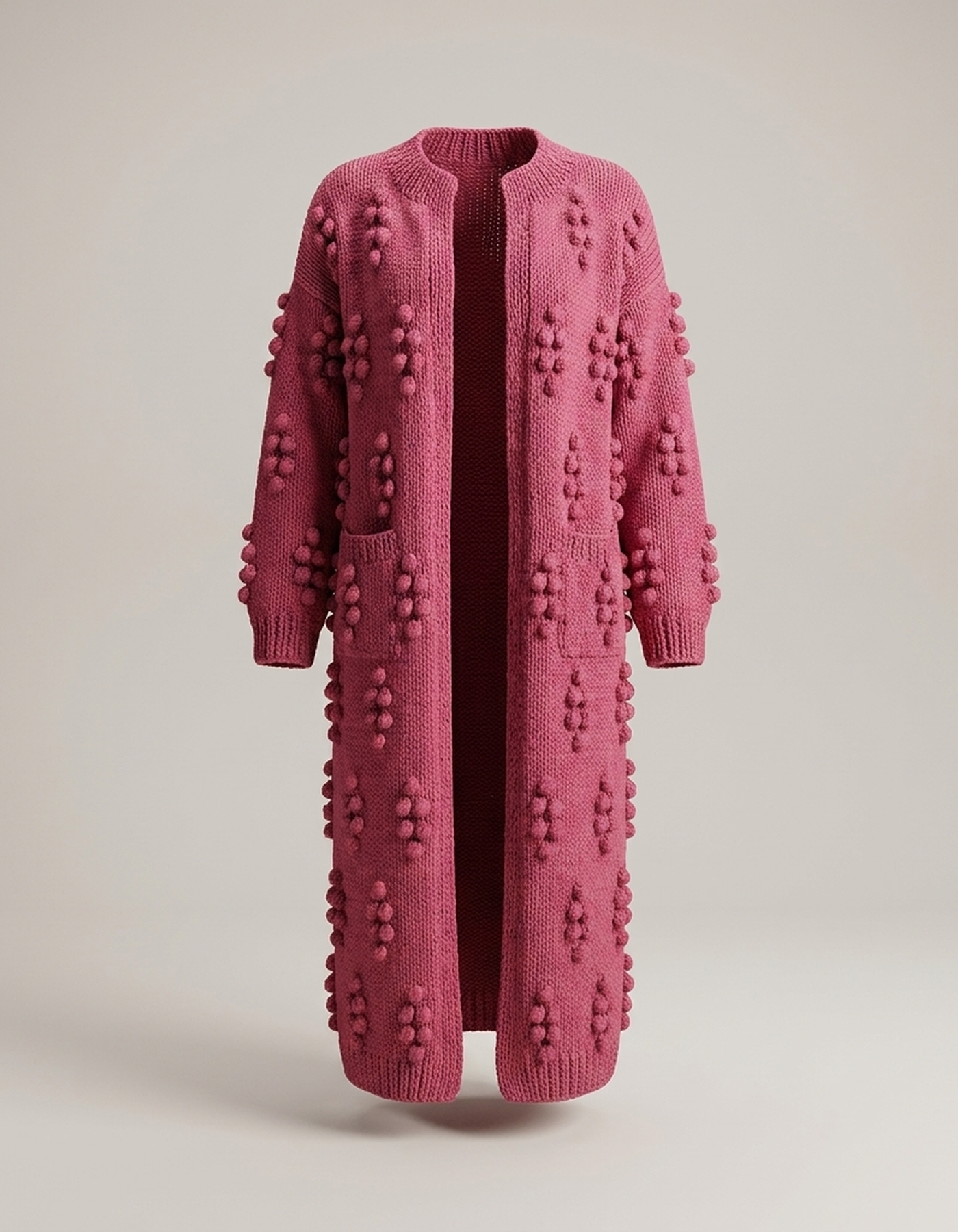 PLUXSTYLE::numise::textured-open-front-cardigan::pack-dark-pink