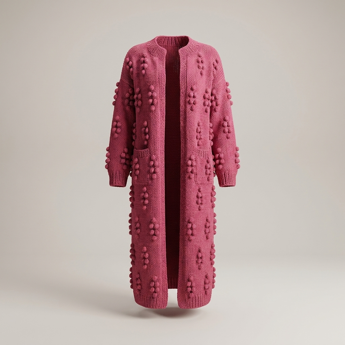 PLUXSTYLE::numise::textured-open-front-cardigan::pack-dark-pink